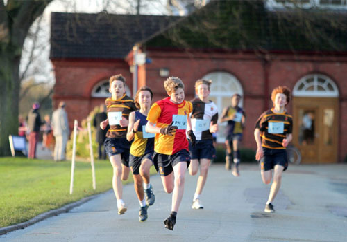 Students running in a race