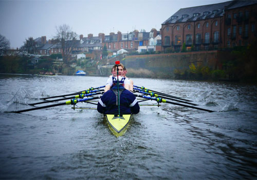 Students participaing in virtual regatta race